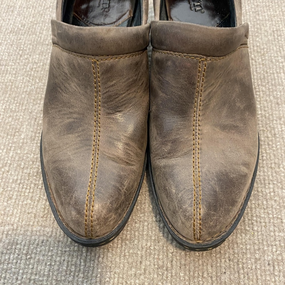 Born Clog Shoes Womens Size 8 Brown Leather Slip On Block Heel Comfort W21992 - Picture 6 of 11